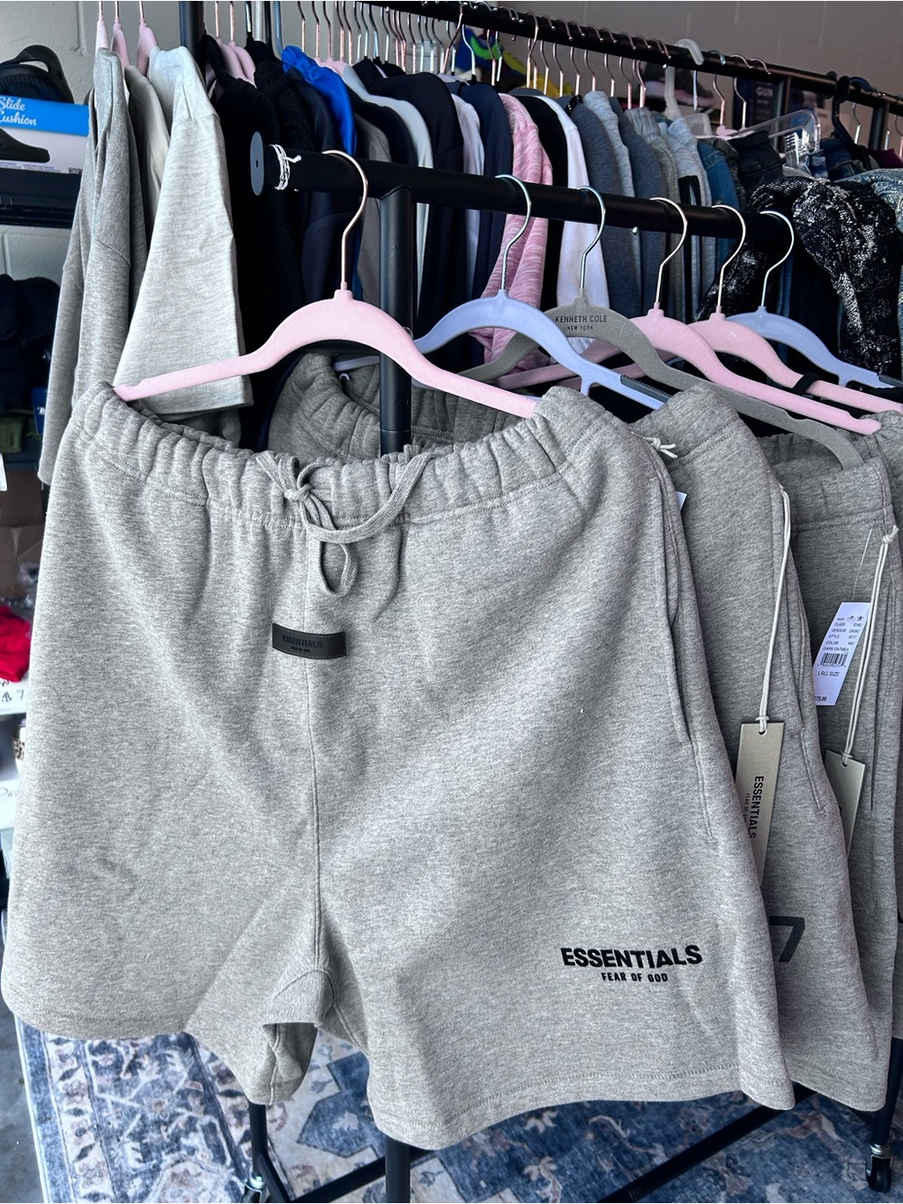 ESSENTIALS Light Gray Fleece Drawstring Women's Athletic Shorts